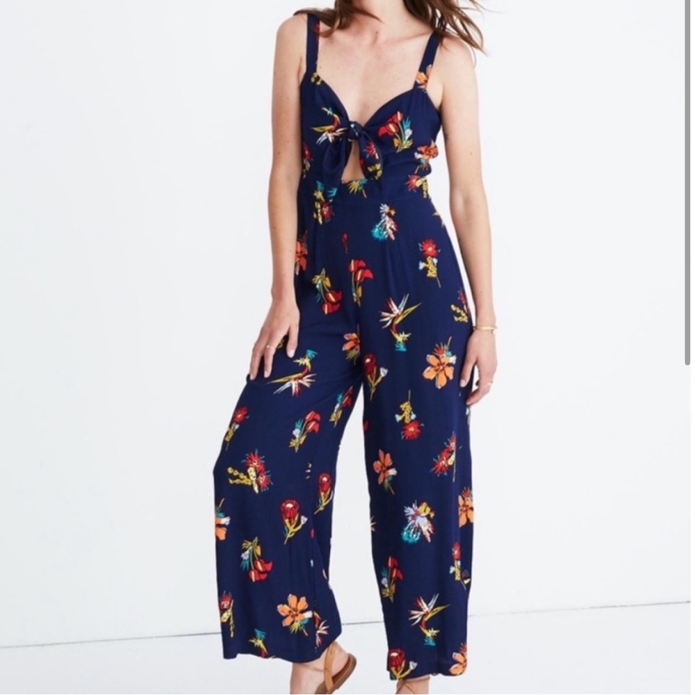 Madewell navy floral jumpsuit